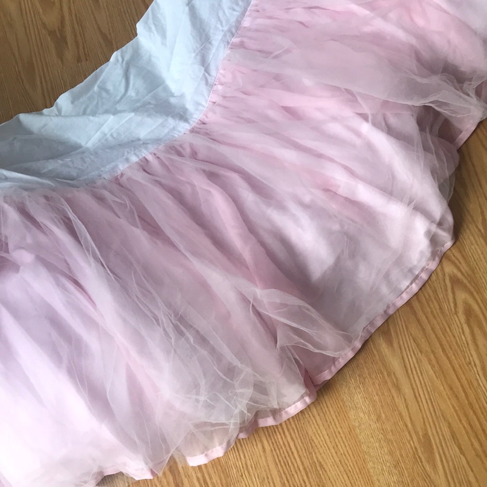 Pottery barn pink chiffon crib skirt!